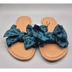 NWT West Loop Slip On Open Back Spotted Bow Strap Ladies Sandals Size 7/8